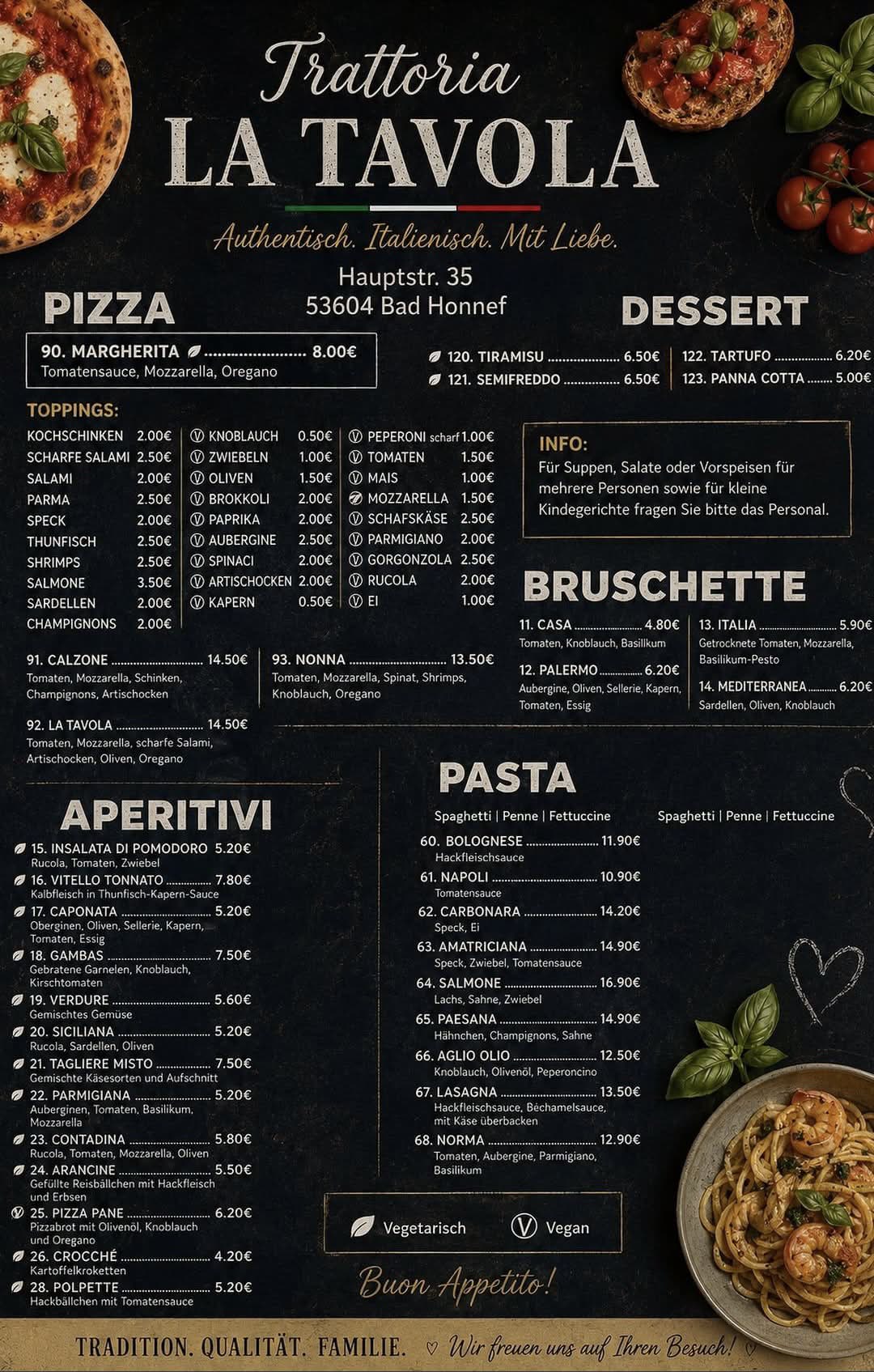 Speisekarte La Tavola dei Sapori
